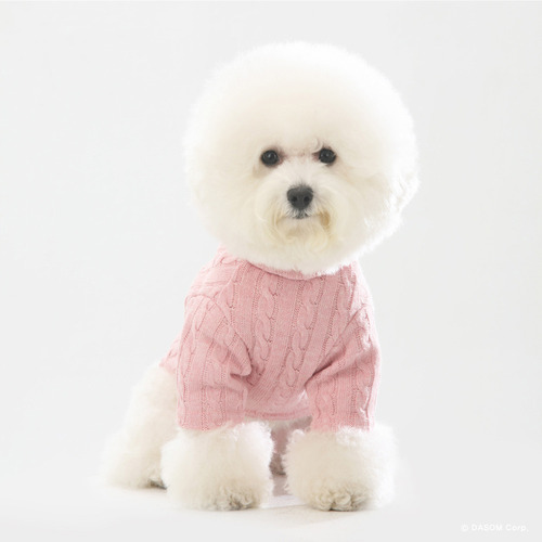 [DASOM] 강아지 터틀넥 스웨터 핑크/그레이/브라운