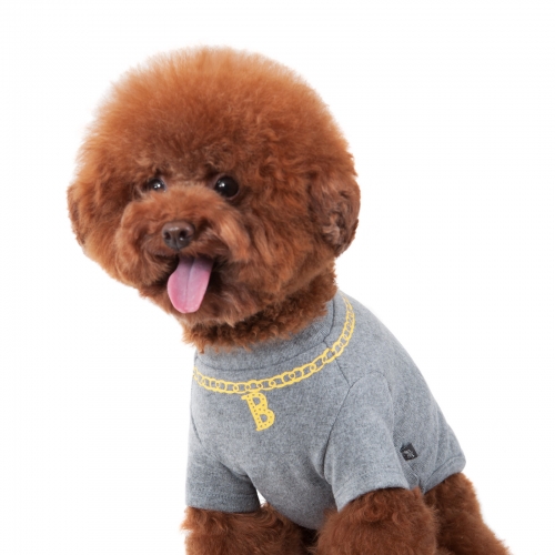 스니프 강아지옷 데일리룩 / 바트 체인 목걸이 티셔츠-그레이 S부터 2XL까지